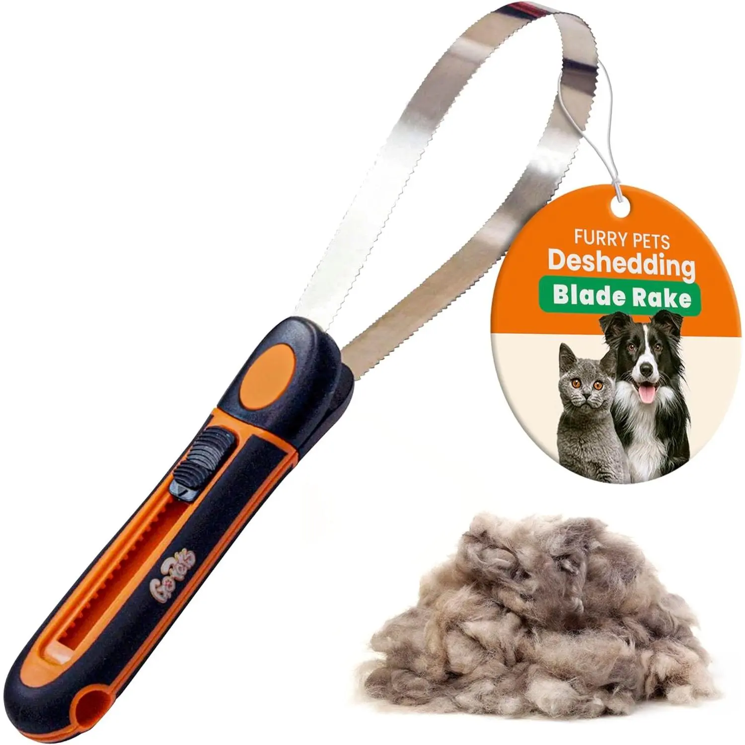 GoPets Adjustable Stainless Steel Deshedding Brush - Professional Dematting Grooming Tool with 14-inch Adjustable Blade, Durable Handle, Cat & Dog Fur Removal, Reduces Loose Hair, Reduces Shedding