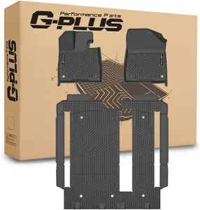 G-PLUS Floor Mats 3pcs Compatible with Chevy Silverado GMC Sierra 1500 Crew Cab 1999-2006 All Weather Full Cover Protection 1st & 2nd Row Liner TPE Floor Liners Black