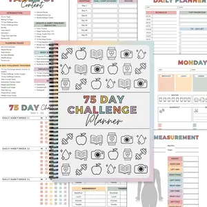 Fitness Transformation Notebook & Habit Tracker - All-in-One Wellness Journal for Daily Goals, Meal Plans, Workout Progress & Body Measurements, Motivational Organizer with Weekly Reflection Pages