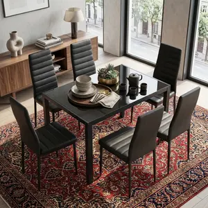Small Space 3 Piece Kitchen Dining Table Set with 2 PU Leather Chairs, Modern Home Dinette Combo, Suitable for Apartment Dining Room Living Room Minimalist Dining Furniture