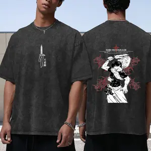Vintage Washed Jujutsu Kaisen Toji Fushiguro T-Shirt – Sorcerer Killer Anime Graphic Tee, Oversized Unisex Streetwear for Anime Fans, Heavy Cotton Retro Manga Merch Jujutsu Kaisen Anime Manga Unisex Washed Tshirt Top Streetwear Fit graphic tee