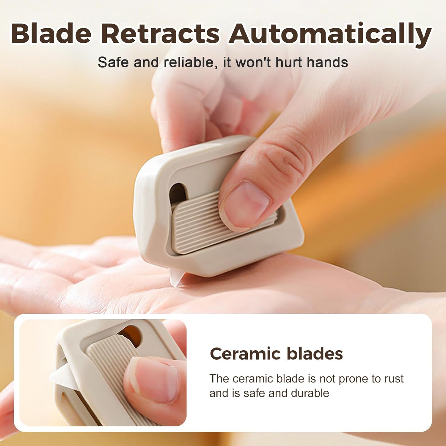 Portable Magnetic Ceramic Box Cutter Safe Retractable Utility Knife 7mm Sharp Blade, Rust Resistant Package Opener for Home Office Warehouse