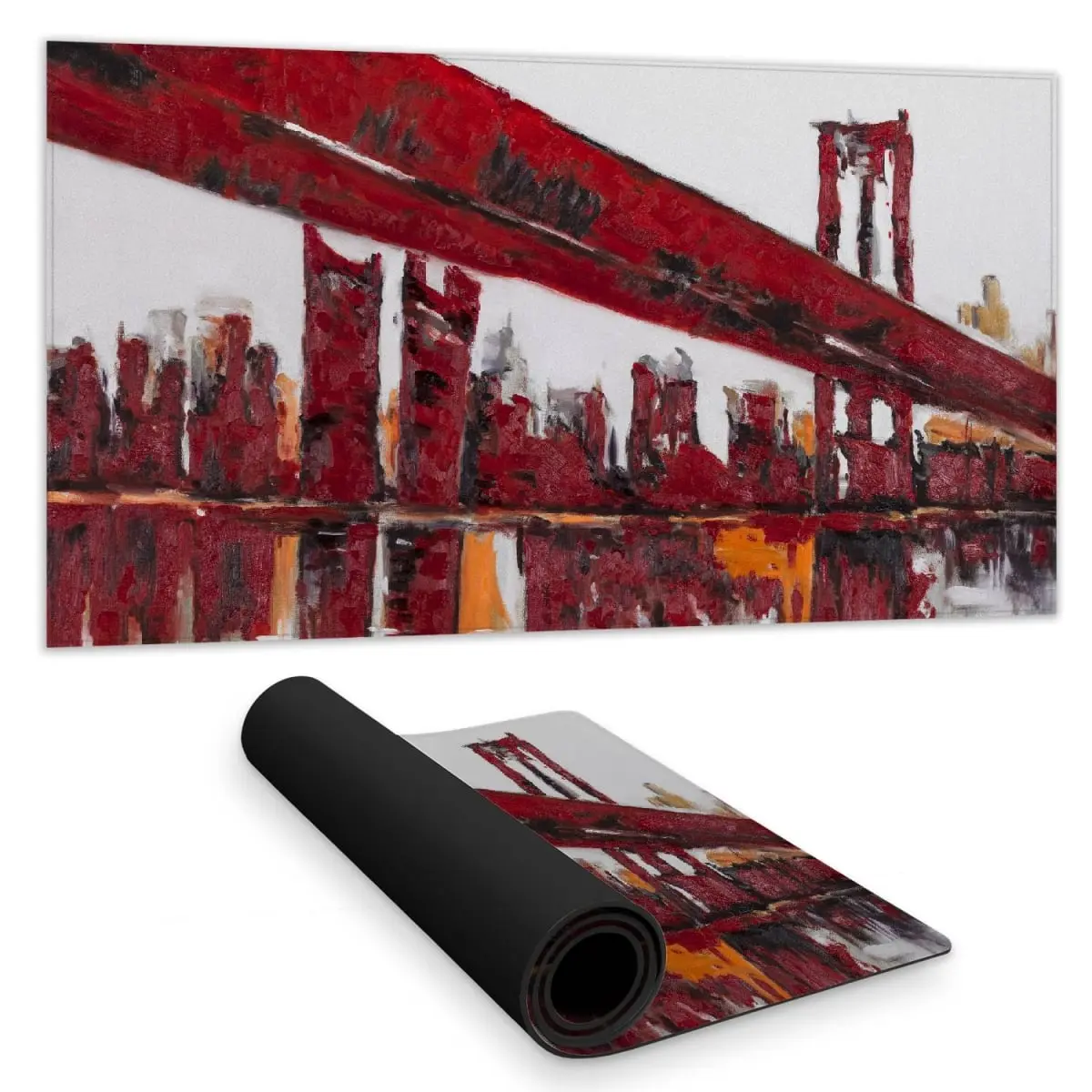 Begin Home Decor C1DM15312GSPSR 16 x 32 in. Red Bridge Livingroom Desk Mat - White Cities Home Decor