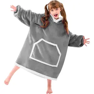 Wearable Blanket Hoodie For Kids With Hood And Pockets, Oversized Blanket Ideal Gift for Boys and Girls