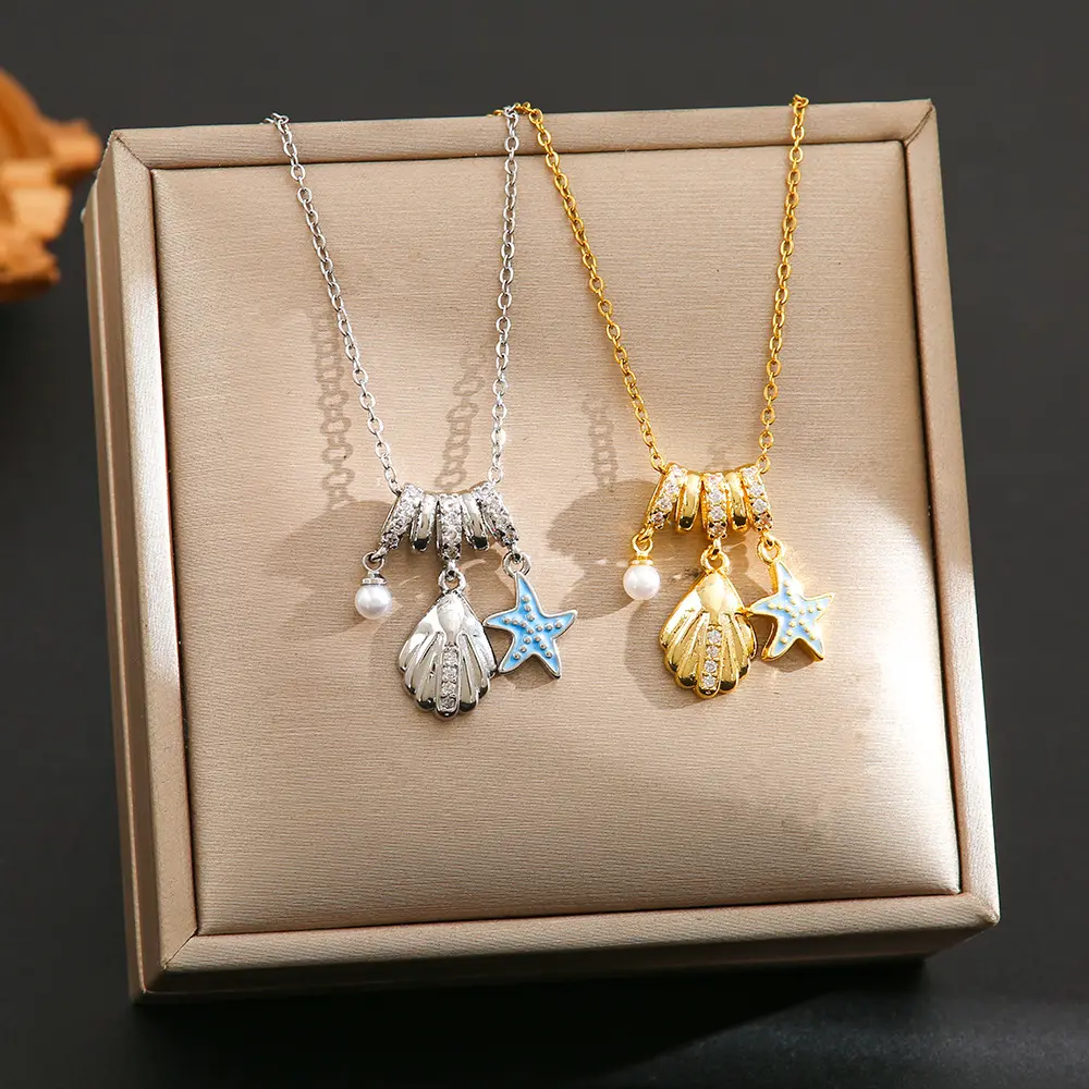 Trendy Hot Selling Titanium Steel Necklace for Women, Zircon Inlaid Copper Plated Pendant, Color Retaining Clavicle Chain Jewelry Trendy Hot Selling Titanium Steel Necklace for Women, Zircon Inlaid Copper Plated Pendant, Color Retaining Clavicle Chain Jewelry