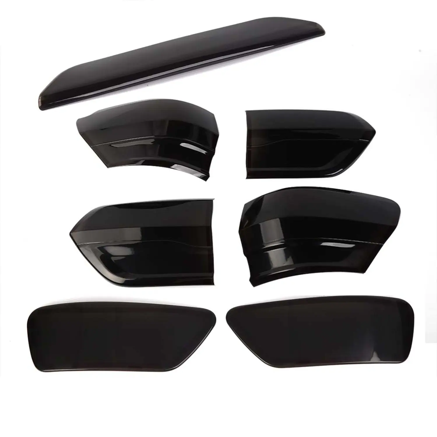 Smoke Black Rear Tail Light Lamp Trim Cover Kit - 7-Item/Set Laser Cut Plastic Automotive Exterior Accessories for 2014-2020 Jeep Grand Cherokee WK2 Model Fit, ABS, Self-Adhesive Backing, UV Resistant, DIY Installation, 33*20*7 cm Parts, 7-Pieces