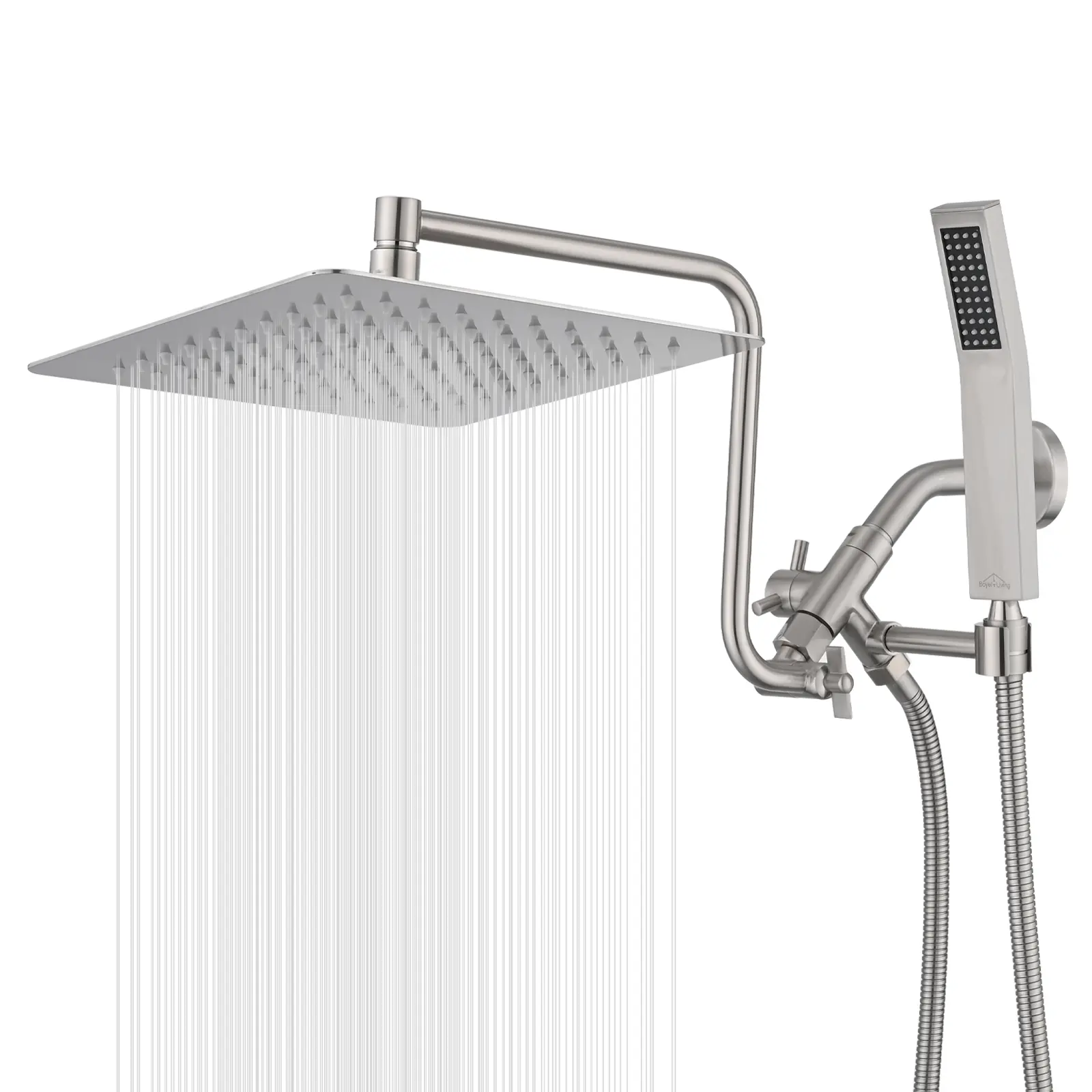 10 Inch Rainfall Shower Head with Handheld Shower Combo with 12 inch Adjustable Extension Arm