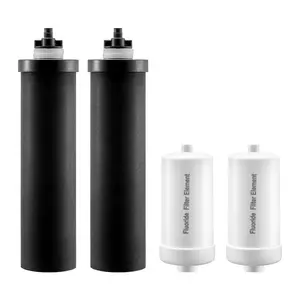 VEVOR Water Filters Replacement,  Purification Elements, Replacement Filters, Gravity Water Filter System, Compatible with Most Brands, Pack of 4 (2 Activated Carbon Filter + 2 Defluorination Filter)