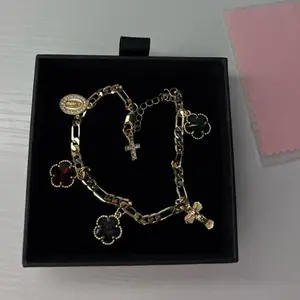 Virgencita Cross Charm Flower Bracelet