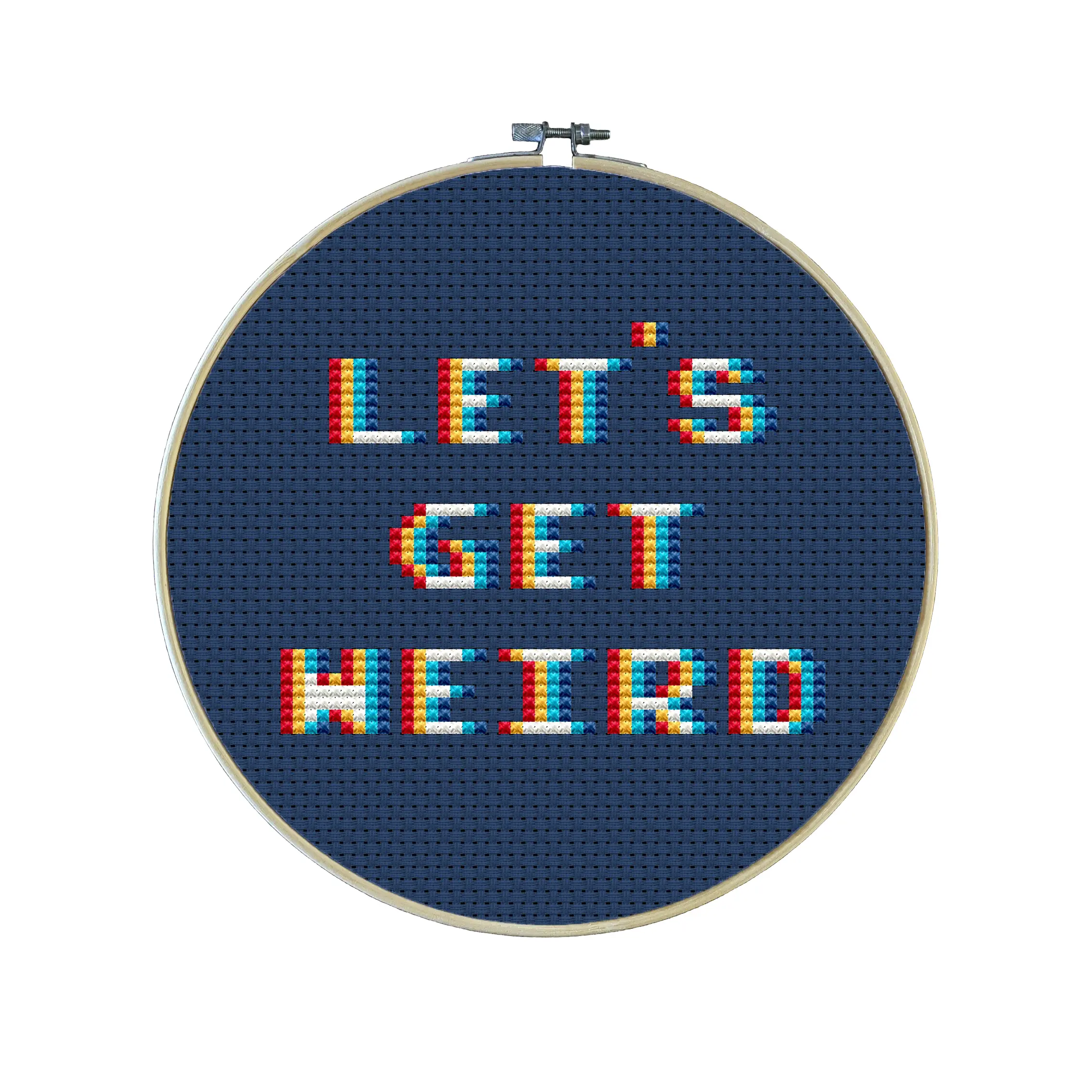 Let's Get Weird Premium Cross Stitch Kit - EVERYTHING INCLUDED | Glitch | Gift for Gamers | Beginner | Colorful | Nerdy Cross Stitch