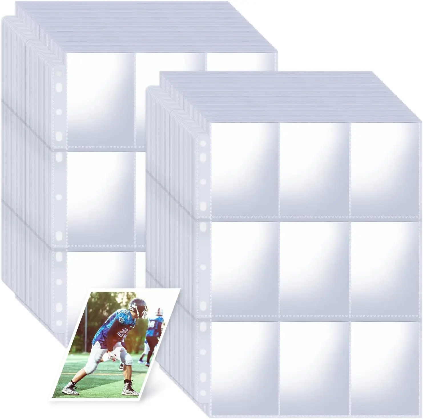 1800 Pockets Card Sleeves Binder Sheets, Double-Sided Trading Card Pages Sleeves, Clear Baseball Card Sleeves for 3 Ring Binder Fit Game Cards, Sports Cards, Business Cards, Coupons