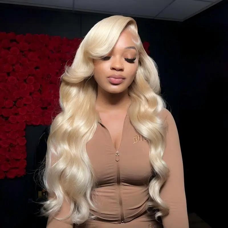 Blonde 13*6 Lace Body Wave Human Hair Wig 180% Density 5*5 Lace Straight Body Wave Wig Natural Looking Pre Plucked Natural Hairline Glueless Wig Soft Full Convenient Wig Easy To Wear #SummerVibes
