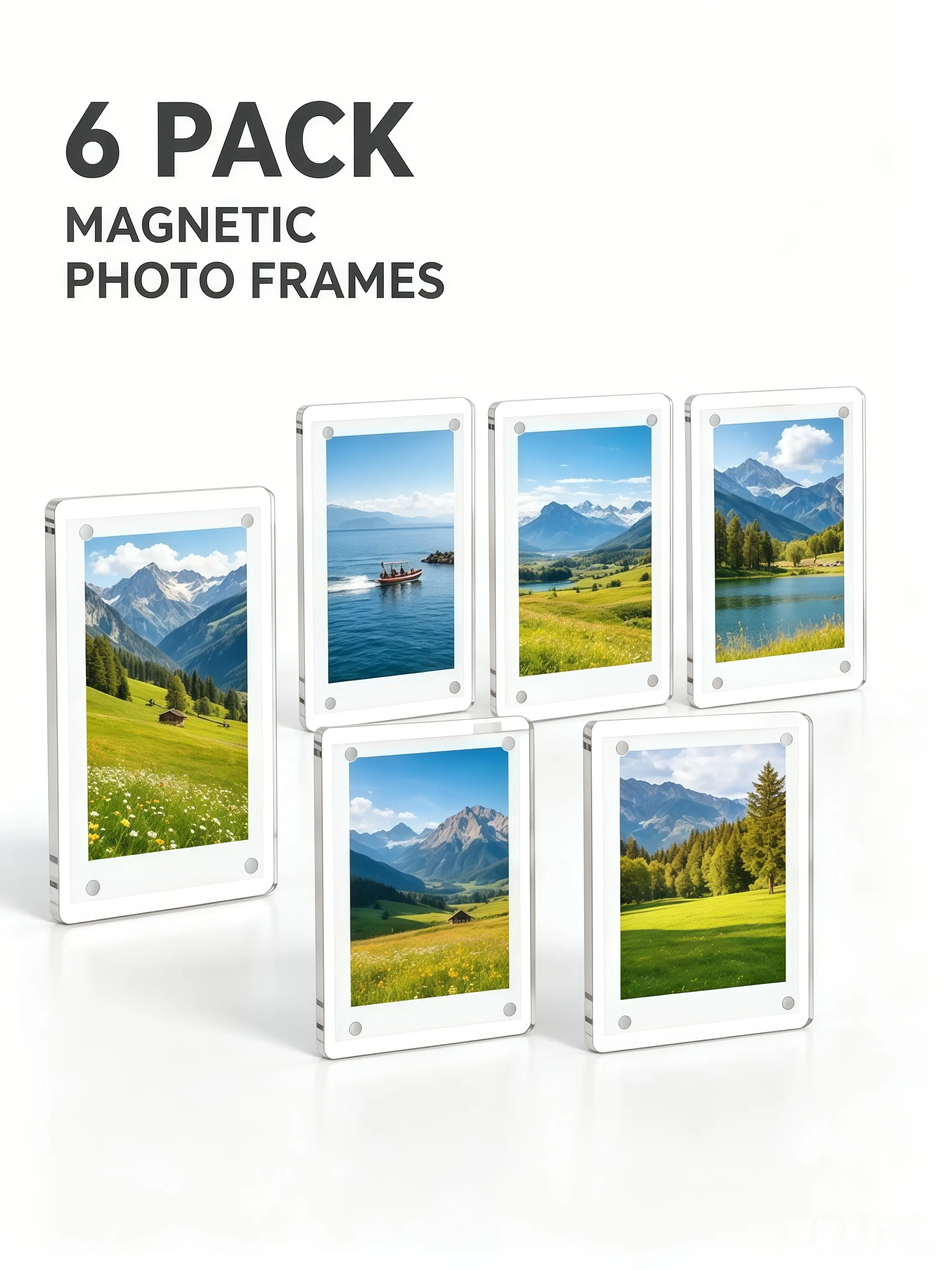Minimalist Metal Magnetic Mini Photo Frame Set, 6-Pack Home Decor for Instant Polaroid Display, Ideal Gifts for Home Supplies Enthusiasts