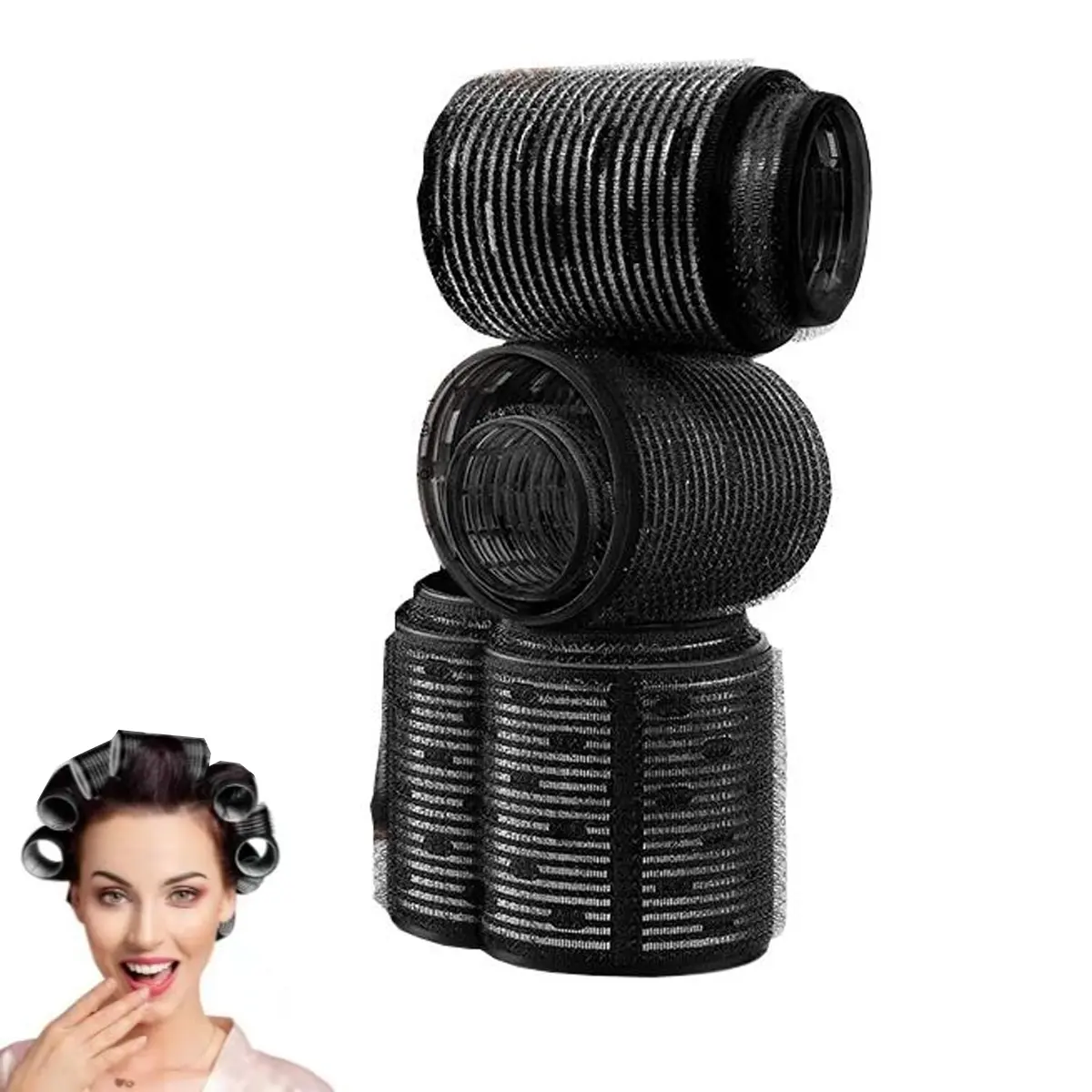 Vintage Ceramic Heatless Curling Iron, Self-Adhesive No-Hot Rollers, Overnight Styling for Voluminous Look, Suitable for All Hair Types, Hair Curling Tool, Heatless Curler
