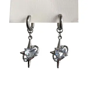Fashion Dangle Earrings Small Hoop Heart Star Charm Jewelry