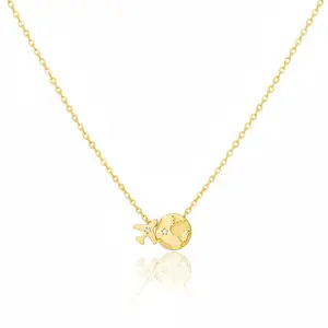 18K Gold Plated Airplane Map Pendant Necklace