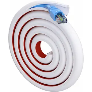 Cord Hider for Wall, 40-inch  Management Raceway Kit, Self-Adhesive & Flexible  Cord Wire Covers for 1 Wire,  Hider for Wall Mounted TV,  Office, 0.59''W x 0.4''H, White