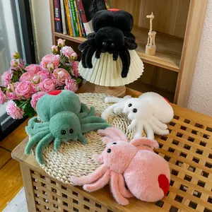 Halloween Simulation Spider Plush Toys Jumping Spider Doll Crawling Pet Doll Plush Cute Reptile Peluche Super Cute Doll Kid Gift