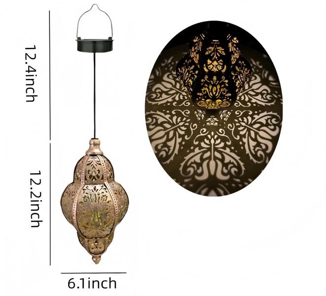Solar Powered Hanging Lantern Baroque Moroccan Design Waterproof Decorative Garden Light Unique Holiday Party Gift for Patio Yard Home Decor