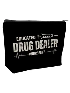 Nurse Humor Makeup Bag, Sassy Gift for Nurses, Doctors & Med Students, & Zippered Toiletry Pouch, Healthcare Professional Accessory, Makeup Organizer Bag