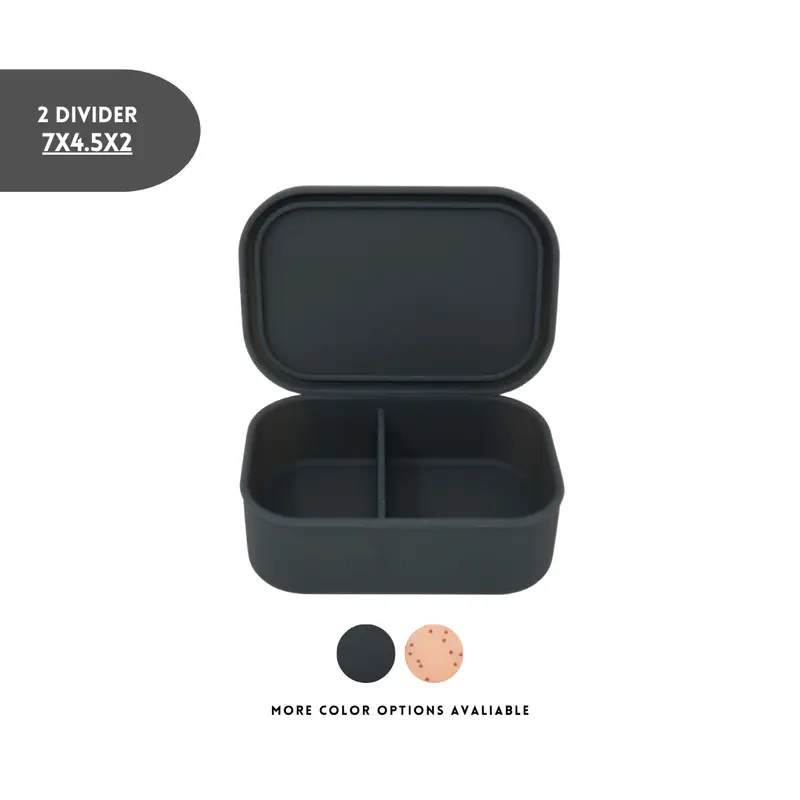 The Dearest Grey 2 Divider Silicone Leakproof Bento Box - Snack & Meal Prep Container