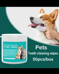 Pet Teeth Cleaning Finger Wipes 50pcs Box Easy Oral Care for Cats & Dogs Gentle Safe Fresh Breath No Mess Vet Recommended