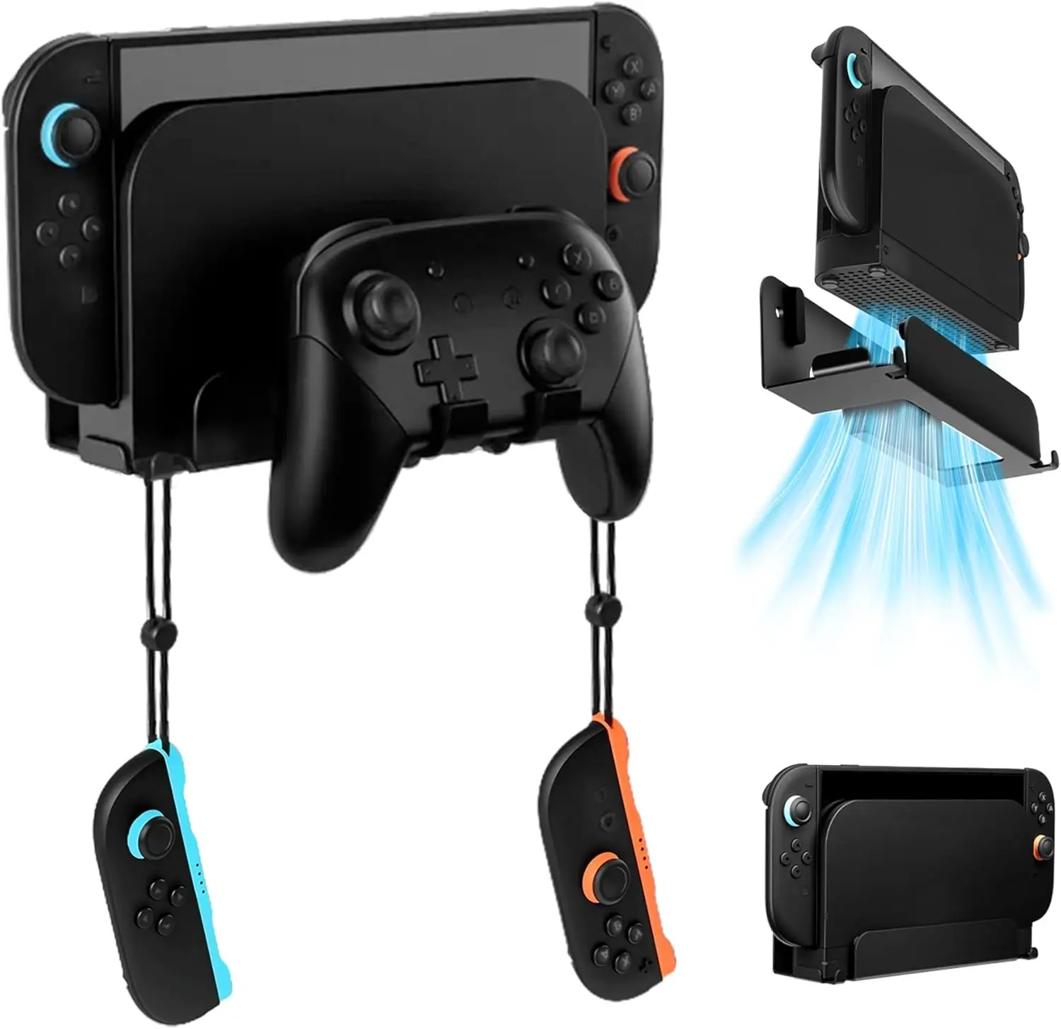 Mcbazel Metal Wall Mount Kit Compatible with Nintendo Switch 2 (2025), Organizer Bracket for NS Switch 2 Dock/JoyCon/Switch Pro, Safely Store Behind or Near TV, Black