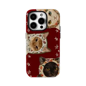Whimsical Cats in Bonnets IPhone17 Must-Haves Phone Case for IPhone 17 16 15 14 13 12 11 Pro Max Plus Double-layer Back Cover