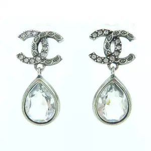 Pre-owned CHANEL Sterling Silver 925 (Ag925) Small Leather Goods COCO Mark Bijou Earrings