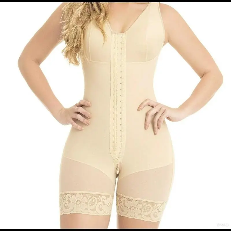 Women's High Compression Bodysuit Shapewear 1-Piece with Full Coverage Bra, Butt Lifter, Abdominal Control & Flat Belly Support - Colombian Fajas Waist Trainer, Minimalist Tan-Khaki Faja Sweat (Sports Bras Category), Slimming, One Piece