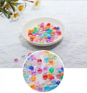 Acrylic Electroplated Color Straight Hole Beads 10mm for Crafting and Jewelry Making Vibrant Assorted Colors Ideal for DIY Projects