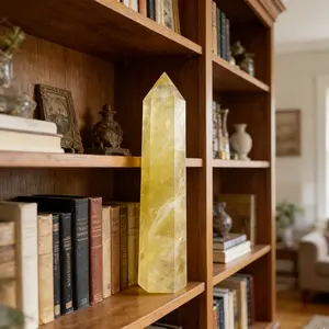 Large Natural Citrine Cluster, Hand-Carved Quartz Point, Bohemian Funky Home Decor, Feng Shui Gemstone Ornament for Meditation, Home Office, Adult Bedroom figurine room accent
