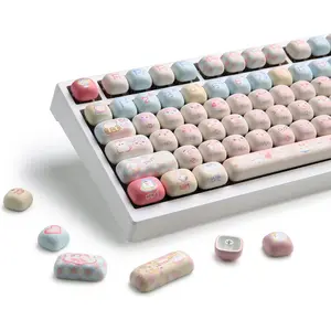 Cute  Kitten Custom Keycaps, 141  Dye Sub PBT MOG Profile Keycap Set for Mechanical Gaming Keyboards ( Kitten)