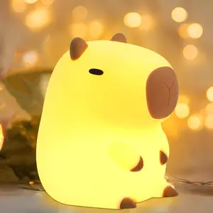 Capybara Night Light Silicone Dimmable Nursery Nightlight Rechargeable LED Bedside Lamp Perfect Birthday Christmas Easter Gift Best Home Bedroom Decor