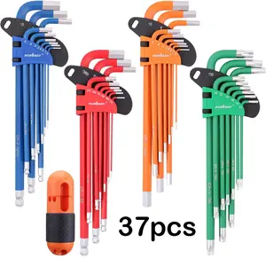 37pcs hex wrench set, imperial and metric star-shaped long-arm ball-end hex wrenches, industrial-grade hex wrench set with torque handles.mechanic tools .tools for mechanics.tools and gadgets for him.screwdriver set ，adapt
