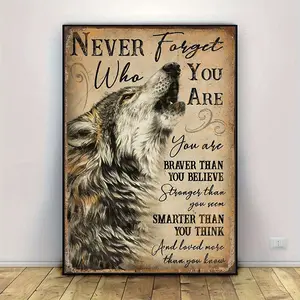 2D Flat Inspirational Wolf Spirit Canvas Art Print - Animal Motif Wall Decoration, Multi-Size Wood Frame Home Decor for Bedroom, Living Room, Perfect for Home & Office Use