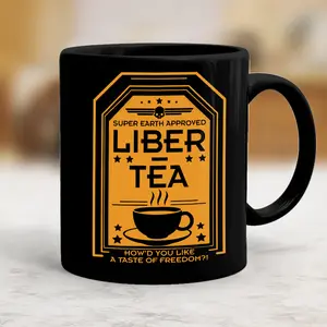 Liber Tea Mug, helldivers merch, video game gifts, Unique Ceramic coffee mugs