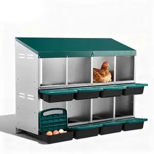 REBUYHOME 1/2/3/8 Compartments Pull-out Chicken Nesting Box, Green, Chicken Coop Egg Laying Box for Poultry Lovers