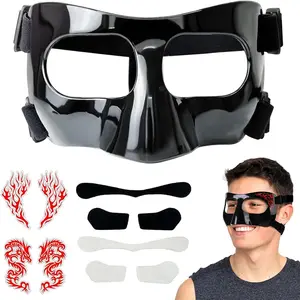 Nose Guard for Broken Nose Adults Adjustable Basketball Soccer Sports Face Shield Mask with Foam Padding & Stickers for Women Men Youths Teens