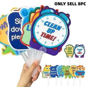 8-Piece Classroom Interactive Raise Cards for Teacher Instructions, Ideal Early Education Teaching Aids for Classroom Management, Visual Stimulation Cards