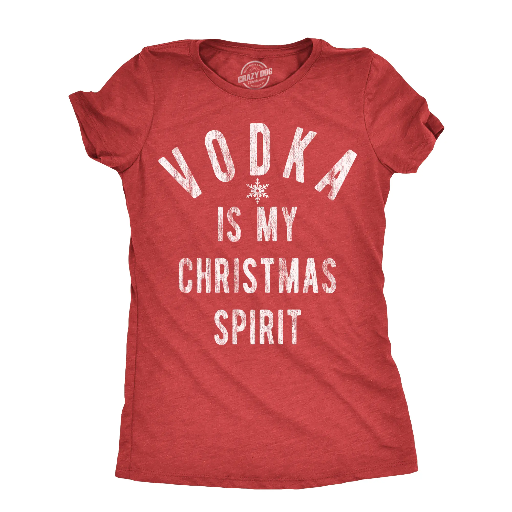 Womens Vodka Is My Christmas Spirit T Shirt Funny Xmas Holiday Booze Drinking Lovers Tee for Ladies Funny Womens T Shirts Cute Vintage Fashion Casual Ladies T-Shirt Gift Christmas Tops for Women Funny Liquor Red -