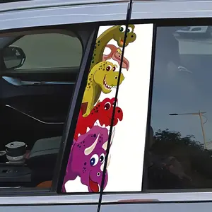 2-Pack Very Beautiful & Fun Car Center Pillar Stickers, Creative B-Pillar Protective Film Cartoon Dinosaur Pattern Car Decals, Suitable for Cars.