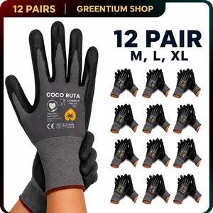 6/12 Pares Guantes Para Trabajo - Coco Ruta Maxi Flex Foam Work For Men - Enhanced Grip Maxi Flex Nitrile Gloves Coated