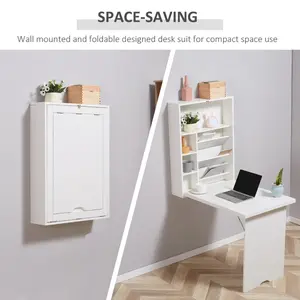 Wall Mount Desk Cabinet-White(High end and high-quality Office Computer desk),The Modern Concise Style, Gaming Office Writing Work Desk for Home Office, Study, Bedroom, Work from Home