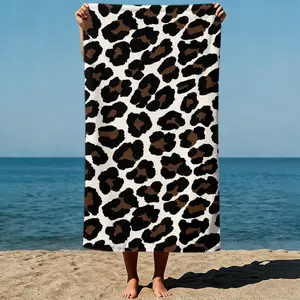 High Contrast Leopard Print Microfiber Beach Towel - 31.5"x63" Sand Free Quick Dry Towel, Brown Black Cheetah Pool Towel, Classic Luxury Swim Towel for Women