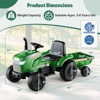 12V Tractor w/ EVA Tires, Trailer - Dark Green