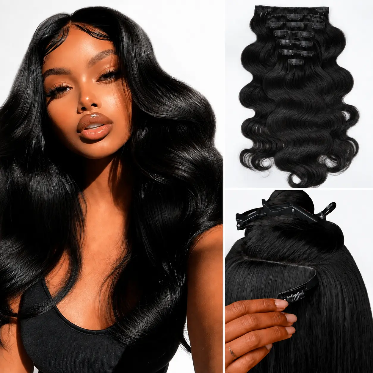 LASHEY 100% Human Hair Extensions | Seamless & Invisible Edge Clip-In | 14-24 Inch | Silky Straight, Body Wave, Kinky Straight, Kinky Curly , 2-3 Packs for Full Head#DealsForYouDays#SummerWins#tiktokshopbacktoschool#WorldCup2026
