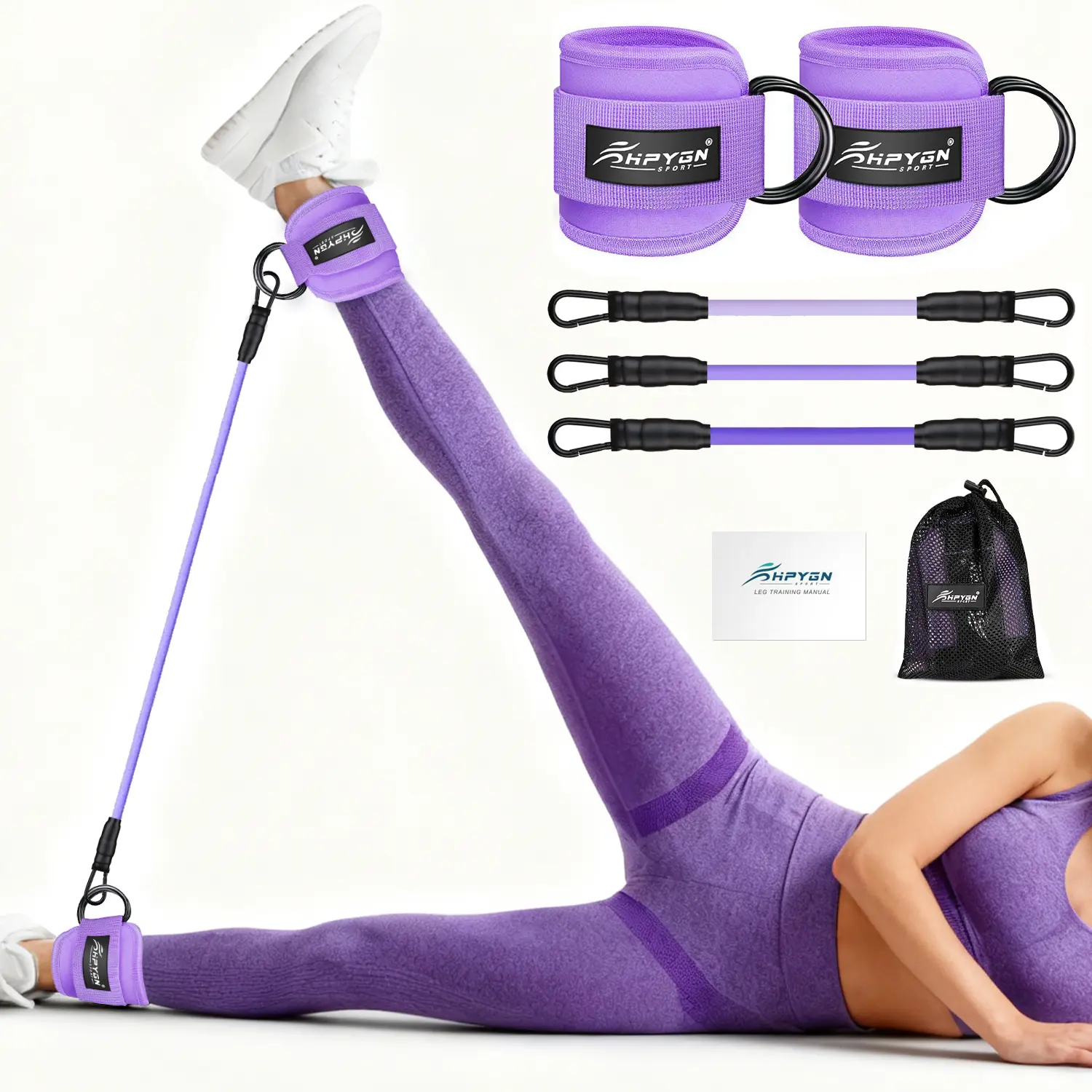 Ankle Resistance Bands with Cuffs, Workout Sets for Women, Resistance Bands for Working Out, Exercise Band for Leg Booty, Home Gym Workout Equipment, Ankle Weights Fitness Band Set