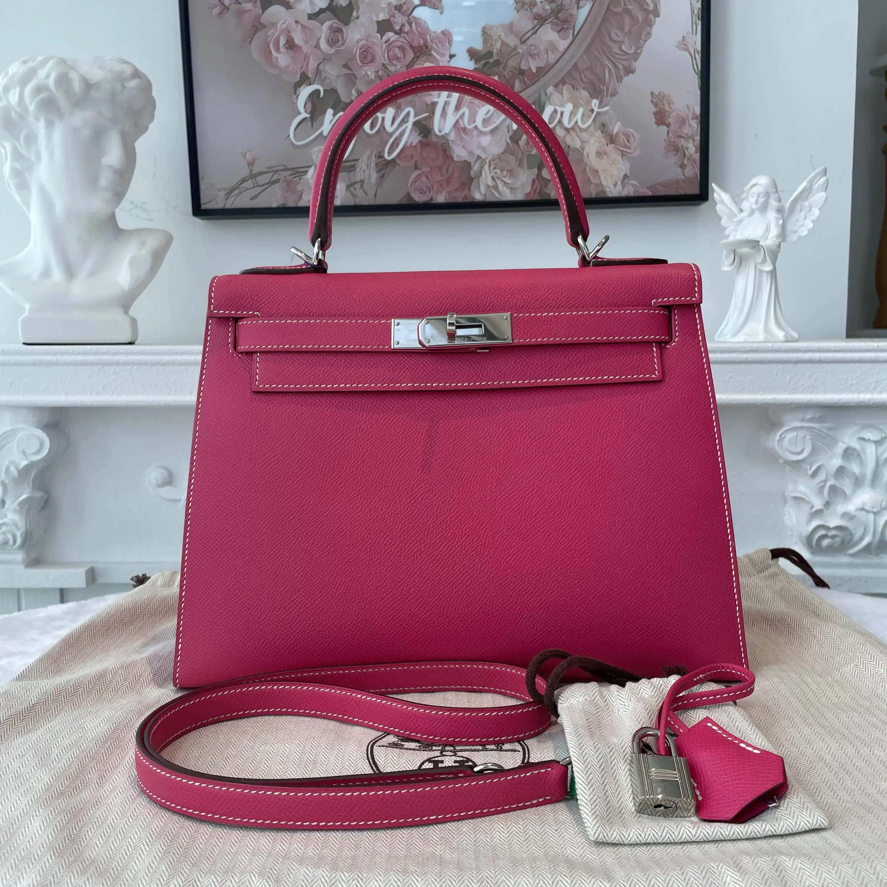 Pre-owned HERMÈS Epsom Shoulder Bags BJ1101305072 Kelly 28 Candy Pink