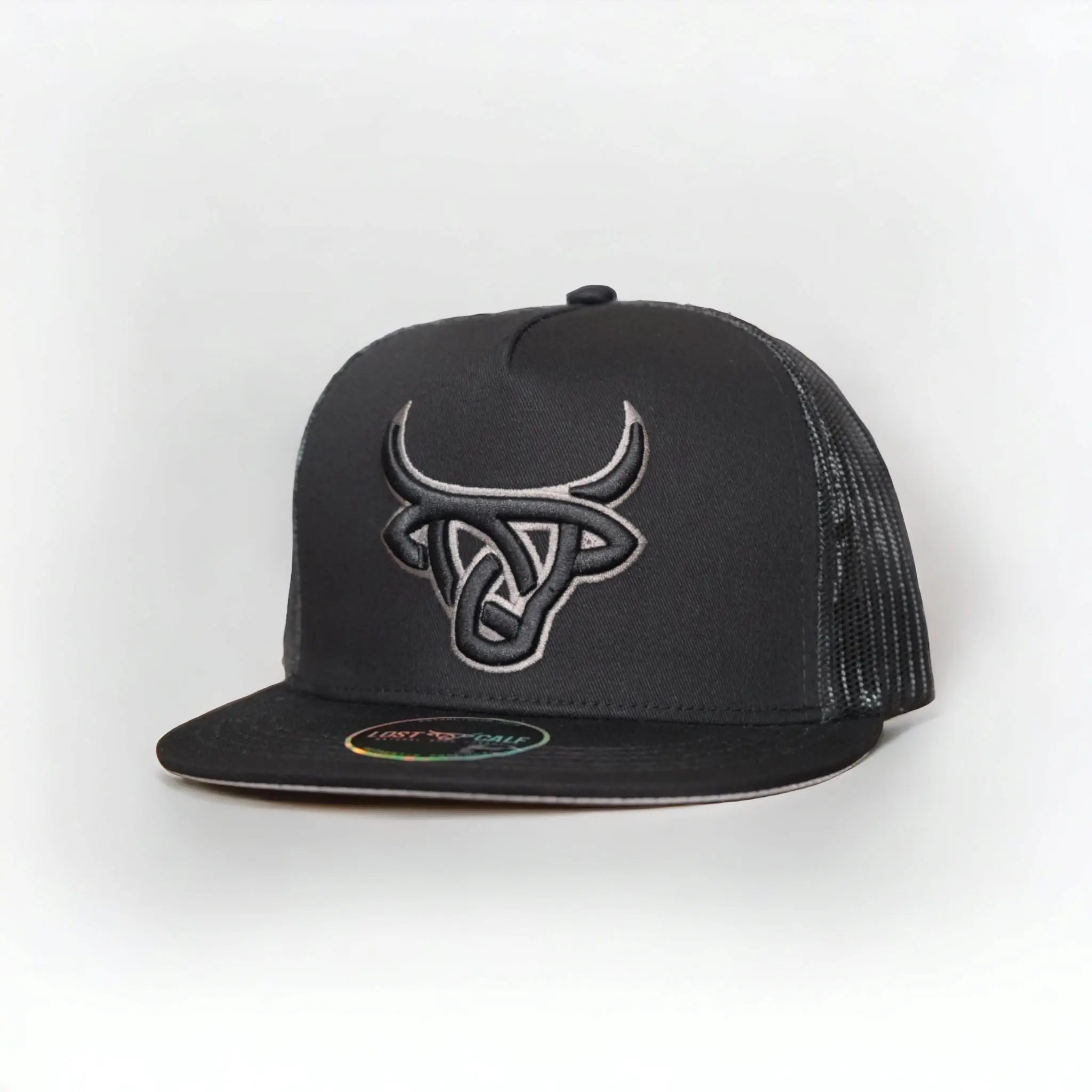 Lost Calf Grey Horns Flat Bill Trucker Hat